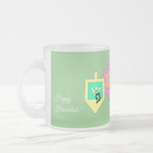 Caneca De Café Vidro Jateado Feliz Hanukkah Hebraico