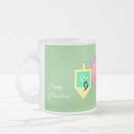 Caneca De Café Vidro Jateado Feliz Hanukkah Inglês Hebraico