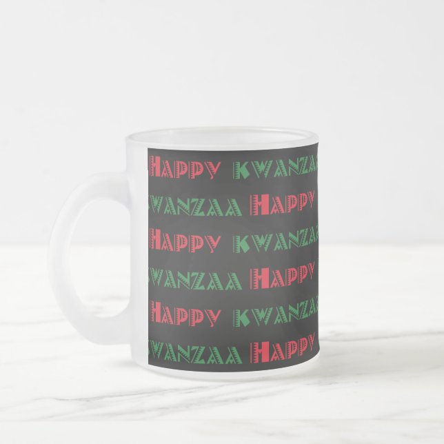 Caneca De Café Vidro Jateado Feliz Kwanzaa Saudação 2 (Esquerda)