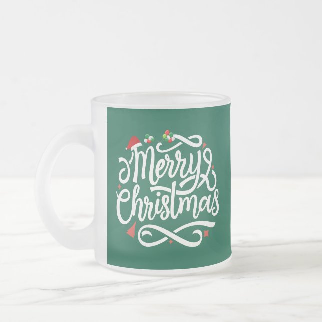 Caneca De Café Vidro Jateado Feliz Natal-61039 (Esquerda)