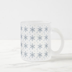 Caneca De Café Vidro Jateado Feliz Natal Elegante Floco de Neve Férias Inverno