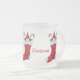 Caneca De Café Vidro Jateado Feliz Natal Gnomo Natal Stocks Holly