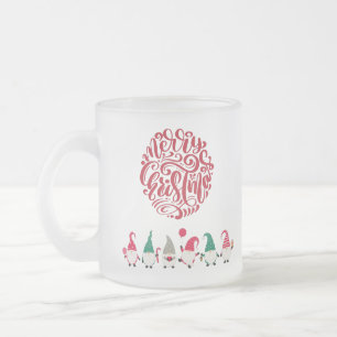 Caneca De Café Vidro Jateado Feliz Natal Gnomos