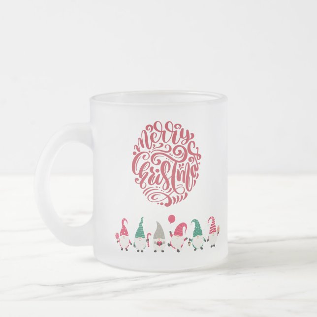 Caneca De Café Vidro Jateado Feliz Natal Gnomos (Esquerda)