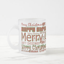 Caneca De Café Vidro Jateado Feliz Natal Mug - Fosco