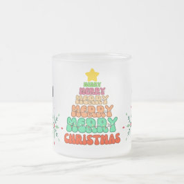 Caneca De Café Vidro Jateado Feliz Natal Personalizado