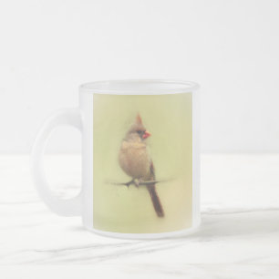 Caneca De Café Vidro Jateado Female Cardinal Songbird