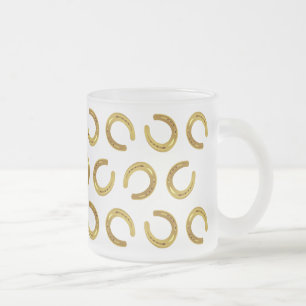 Caneca De Café Vidro Jateado Ferradura dourada
