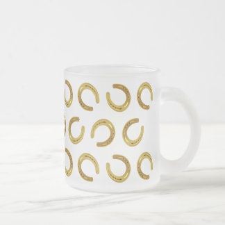 Caneca De Café Vidro Jateado Ferradura dourada