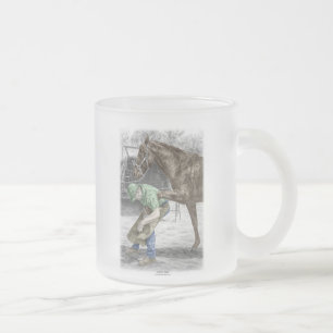 Caneca De Café Vidro Jateado Ferreiro do Farrier que calça o cavalo