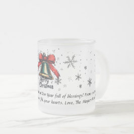 Caneca De Café Vidro Jateado Festivo Holiday Bell Mug - Natal Personalizado