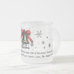Caneca De Café Vidro Jateado Festivo Holiday Bell Mug - Natal Personalizado