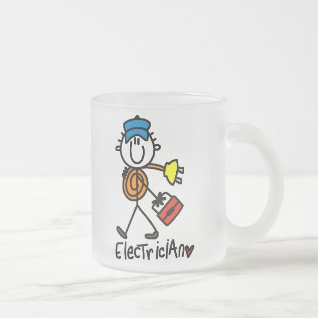 Caneca De Café Vidro Jateado Figura da vara do eletricista (Direita)