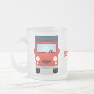 Caneca De Café Vidro Jateado Figura de desenho animado de caminhão vermelho-bra