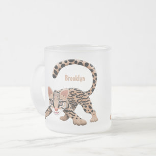 Caneca De Café Vidro Jateado Figura de desenho animado de ocelot bonito