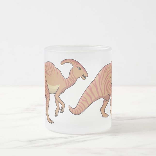 Caneca De Café Vidro Jateado Figura de desenho animado do dinossauro do parasau (Centro)