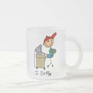 Caneca De Café Vidro Jateado Figura de Homem Palito Navegador Web