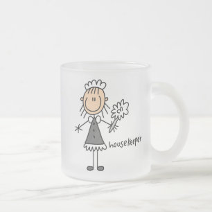 Caneca De Café Vidro Jateado Figura de Palito de Empregada Doméstica