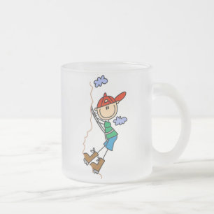 Caneca De Café Vidro Jateado Figura de Pau Escalando Rocha