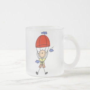 Caneca De Café Vidro Jateado Figura de Pau Saltando de Paraquedas