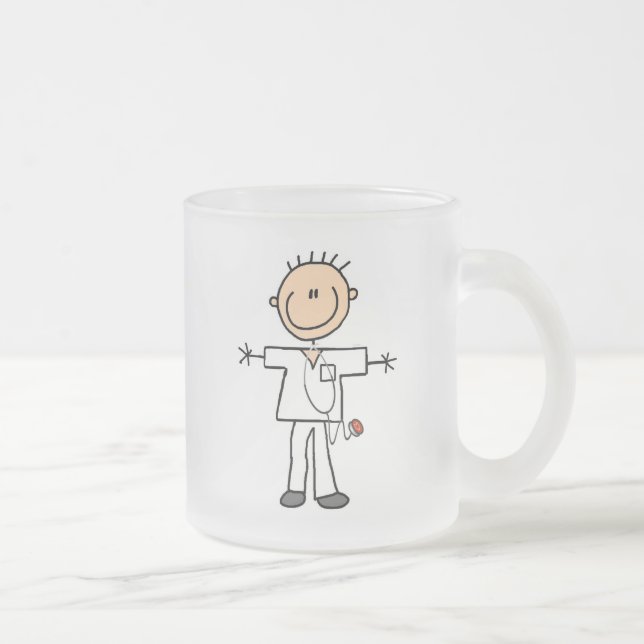 Caneca De Café Vidro Jateado Figura masculina enfermeira da vara (Direita)