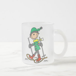 Caneca De Café Vidro Jateado Figura Snowshoeing da vara