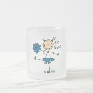Caneca De Café Vidro Jateado Figuras de Palito Cheerleader Vá Equipe Camisetas