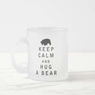 Caneca De Café Vidro Jateado Fique calmo e abraça um urso - Amante de os anima
