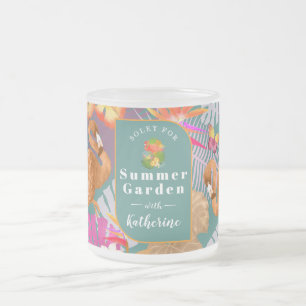 Caneca De Café Vidro Jateado Flamingo Garden Turquoise