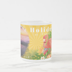 Caneca De Café Vidro Jateado Flamingo Viagem Memórias Mug Fotográfica