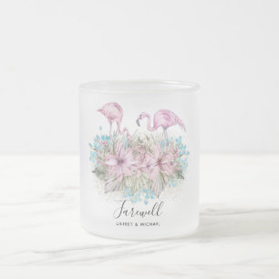 Caneca De Café Vidro Jateado Flamingos Farewell Adeus Bon Voyage Oferece Amigos