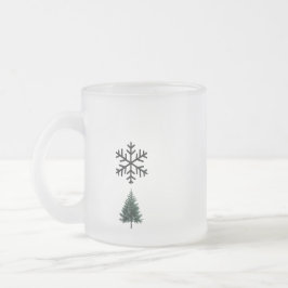 Caneca De Café Vidro Jateado Floco de neve mínimo e Design de árvore verde