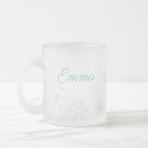 Caneca De Café Vidro Jateado Flocos de neve de inverno congelados Elegante com