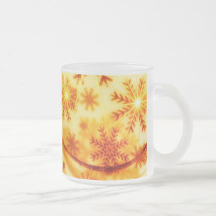 Caneca De Café Vidro Jateado Flocos de neve de Natal ouro