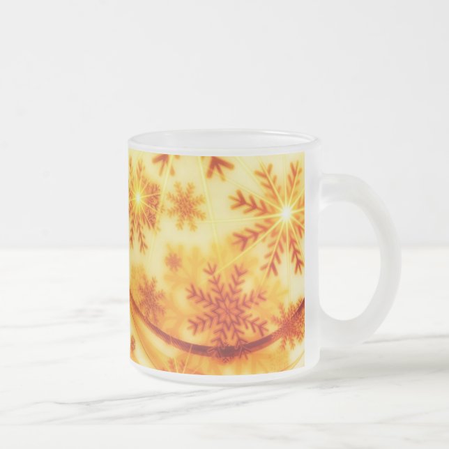 Caneca De Café Vidro Jateado Flocos de neve de Natal ouro (Direita)