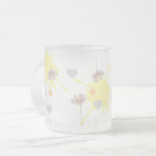 Caneca De Café Vidro Jateado flor