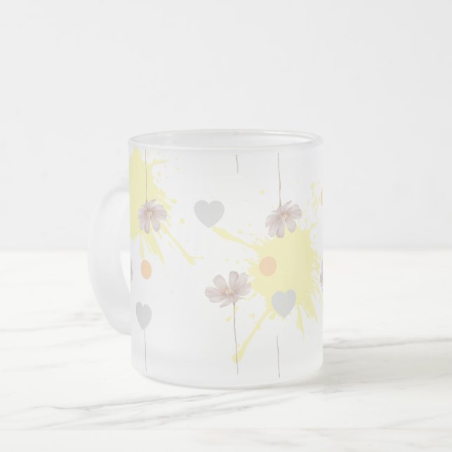 Caneca De Café Vidro Jateado flor (Frente Esquerda)