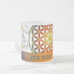 Caneca De Café Vidro Jateado Flor Da Vida - Vintage Ornament Mandala 1