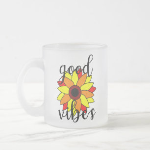 Caneca De Café Vidro Jateado Flor de boas vibrações