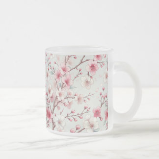 Caneca De Café Vidro Jateado Flor de Cerejeira