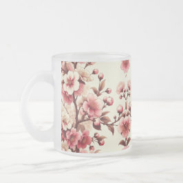 Caneca De Café Vidro Jateado Flor de Cerejeira