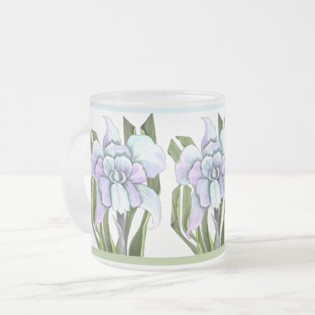 Caneca De Café Vidro Jateado Flor de esmeraldo (Frente Esquerda)