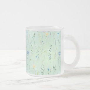 Caneca De Café Vidro Jateado Flor de flora com gradiente de aquarela russa