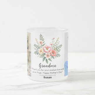 Caneca De Café Vidro Jateado Flor Dia de as mães Granma Gift Combo