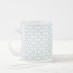 Caneca De Café Vidro Jateado Flor do padrão de vida - azul-gelo -