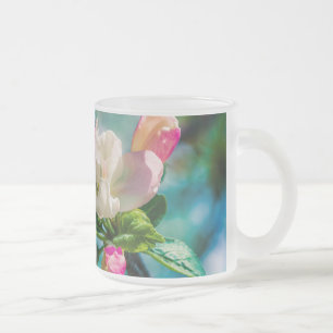 Caneca De Café Vidro Jateado Flor e botões de maçarico