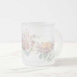 Caneca De Café Vidro Jateado Flor floral moderna e simples para ela