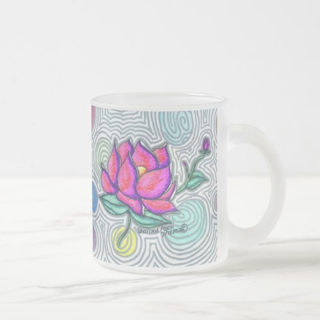 Caneca De Café Vidro Jateado Flor psicadélico (Direita)