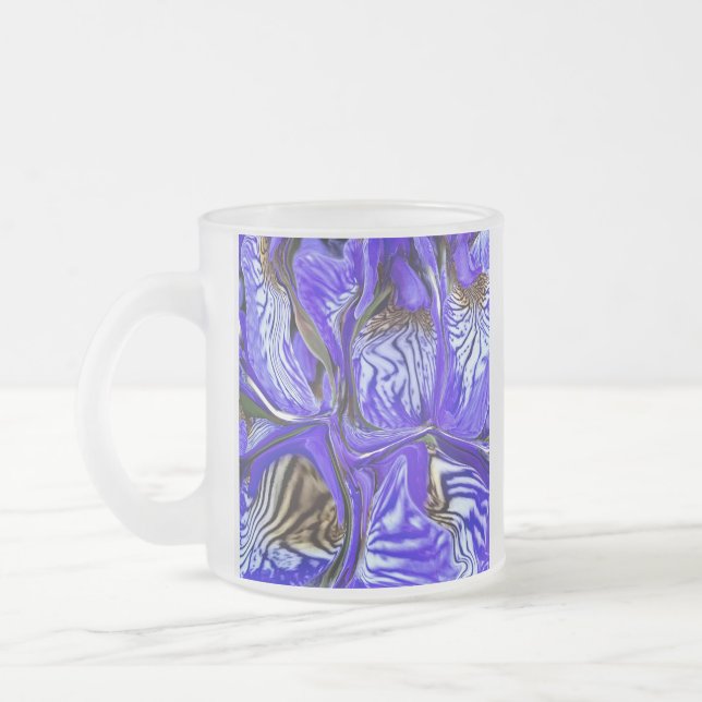 Caneca De Café Vidro Jateado Flor Roxo-Íris (Esquerda)