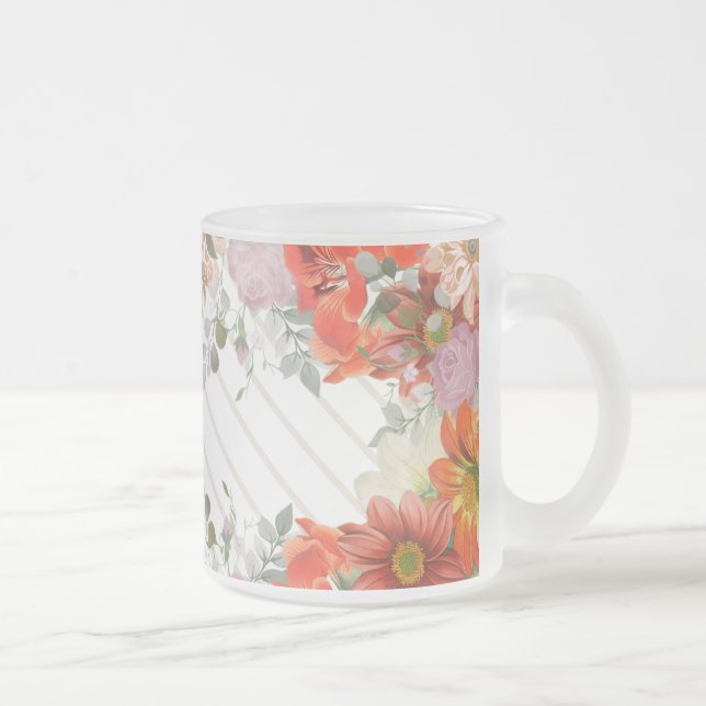 Caneca De Café Vidro Jateado Florais rústicos elegantes (Direita)